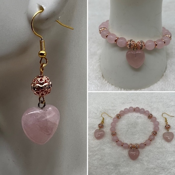 Rose Quartz Bracelet Set - Picture 2 of 4